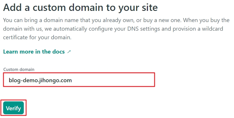 enter custom domain