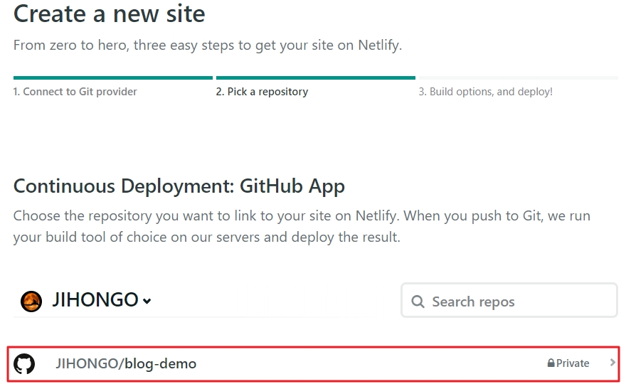 new site from git step 2